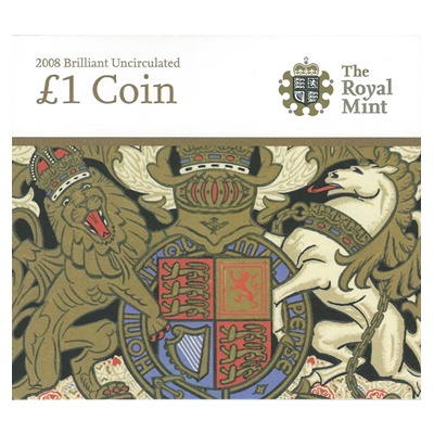 2008 BU £1 Coin - The Royal Arms - Presentation Pack - Click Image to Close
